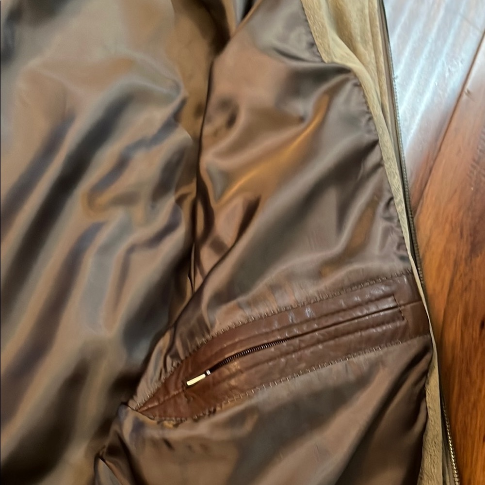 Tan Lightweight Suede Shirt Jacket with Standing Collar - Picture 6 of 8